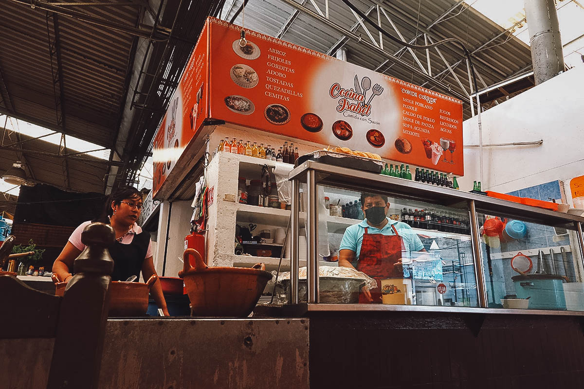 The Best Pipian in Puebla Cocina Isabel stall at Mercado Municipal La Acocota in Puebla