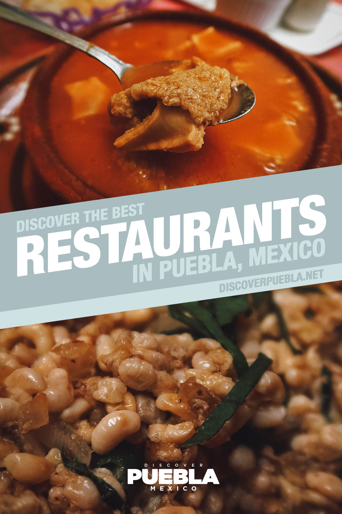 Mole de panza and escamoles at a restaurant in Puebla