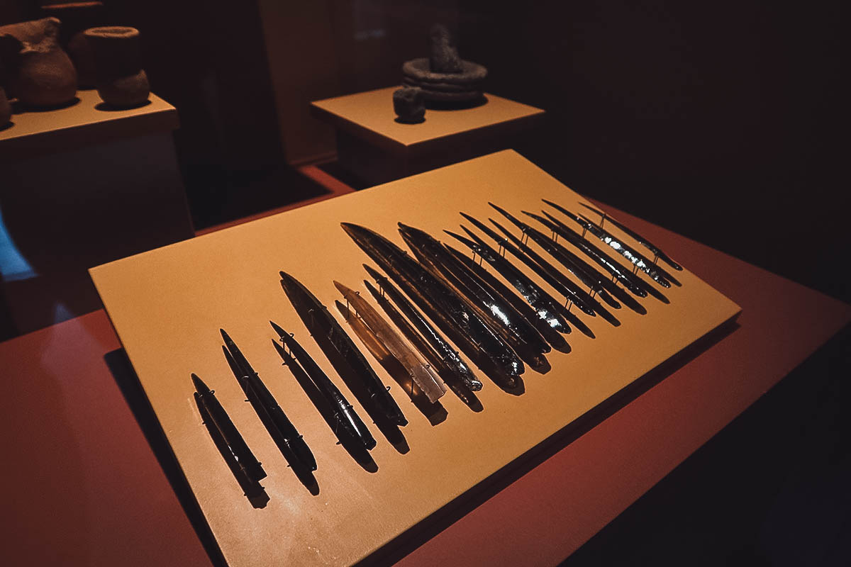 Cantona Ruins in Puebla, Mexico Obsidian tools at the Cantona Museum