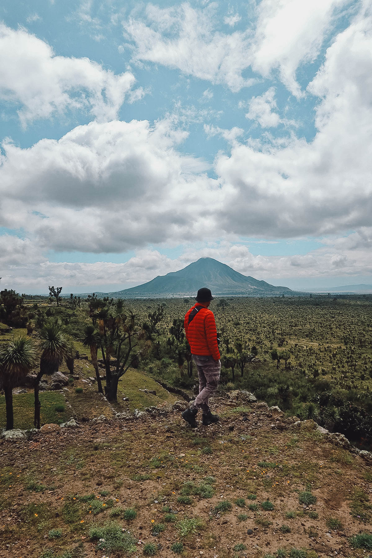 Cantona Ruins in Puebla, Mexico JB with Pico de Orizaba in the distance