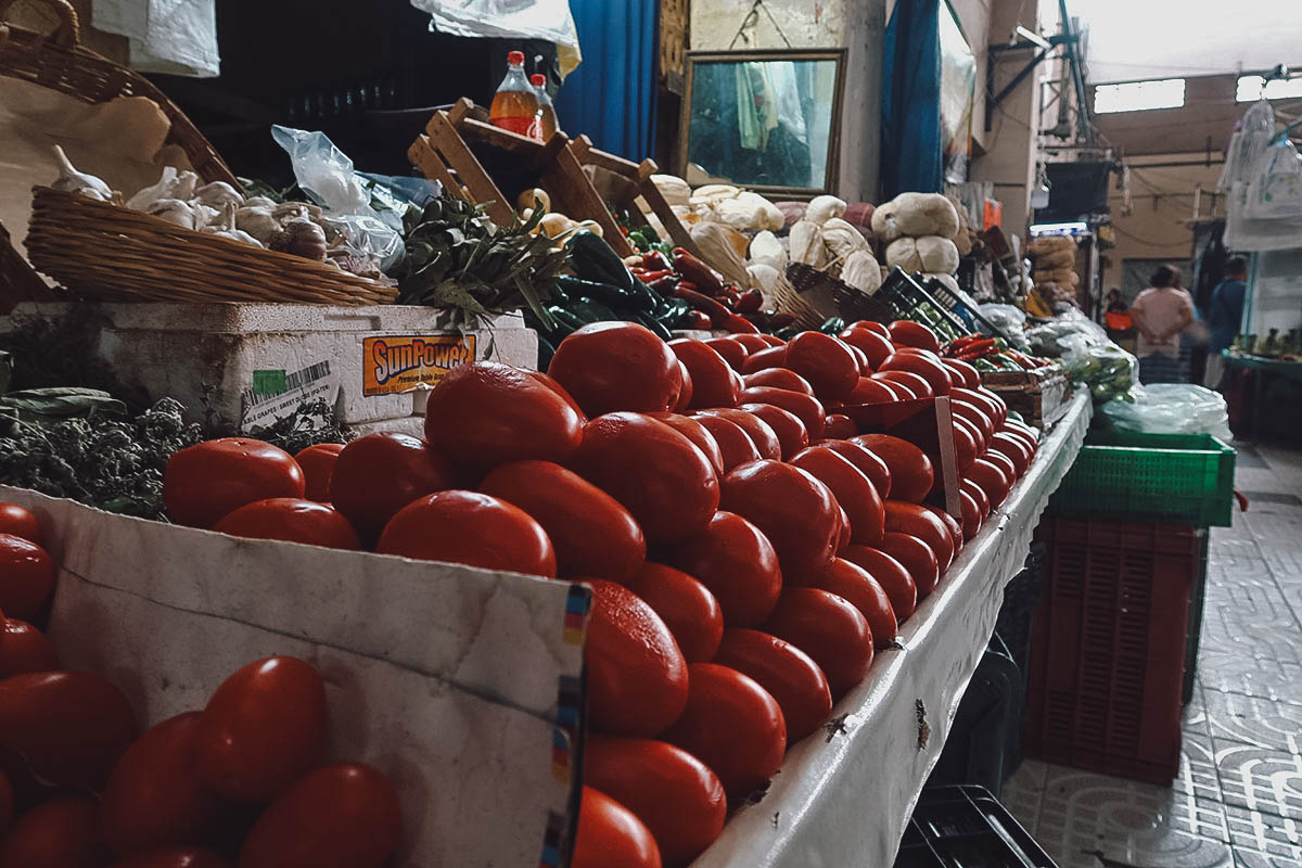 Tomatoes at Mercado Benito Juarez in Atlixco, Puebla