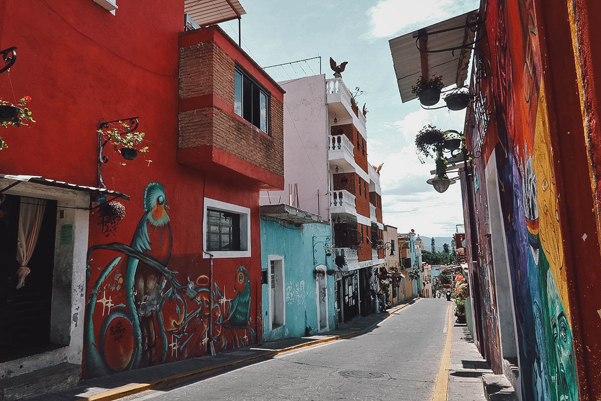 Murals along Calzada 16 de Septiembre in Atlixco, Puebla