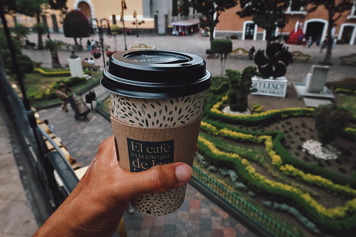 Cup of coffee from The Italian Coffee Company in Atlixco, Puebla